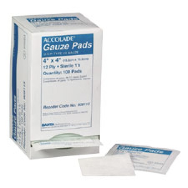 12-ply Sterile 1's gauze pads, 4" x 4" (TIDI 908115)