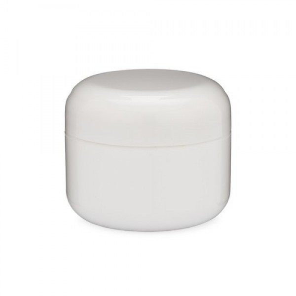 White Rounded Cosmetic Jar w/ Dome Cap - 1 oz
