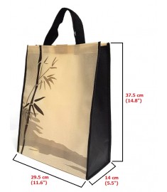 Beige (Bamboo) Pattern Carrying Bag with Velcro Enclosing 약가방