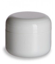 White Rounded Cosmetic Jar w/ Dome Cap - 1 oz